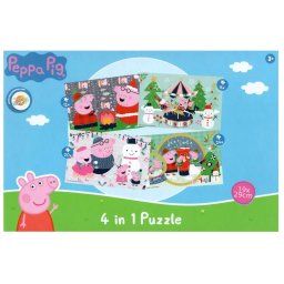 PEPPA MALAC hóemberrel gyermek puzzle 4 az 1-ben, 19x29 cm