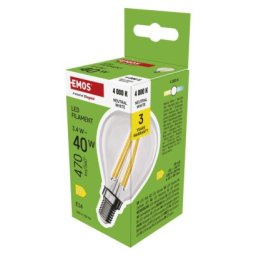 LED izzó Filament Mini Globe / E14 / 3,4 W (40 W) / 470 lm / Természetes fehér