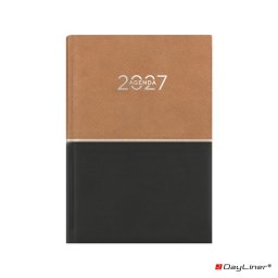 Határidőnapló Contrast A5 napi, fehér lapokkal barna-fekete Dayliner 2027.