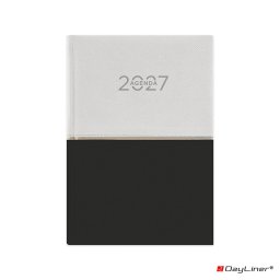 Határidőnapló Contrast A5 napi, fehér lapokkal fehér-fekete Dayliner 2027.
