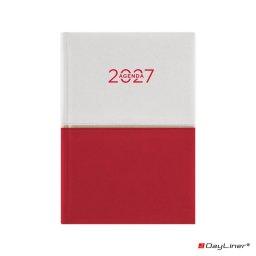 Határidőnapló Contrast A5 napi, fehér lapokkal fehér-piros Dayliner 2027.
