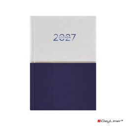 Határidőnapló Contrast A5 napi, fehér lapokkal fehér-sötétkék Dayliner 2027.