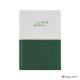 Határidőnapló Contrast A5 napi, fehér lapokkal fehér-zöld Dayliner 2027.