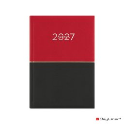 Határidőnapló Contrast A5 napi, fehér lapokkal piros-fekete Dayliner 2027.
