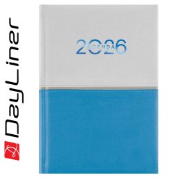 Határidőnapló Contrast B6 heti, fehér lapokkal fehér-világoskék Dayliner 2027.