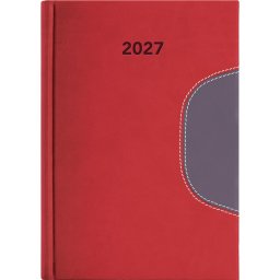 Határidőnapló Memphis A5 napi, fehér lapokkal piros-szürke Dayliner 2027.