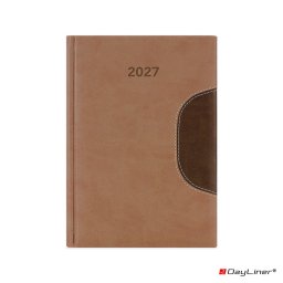 Határidőnapló Memphis B5 heti, fehér lapokkal barna-csokoládé Dayliner 2027.