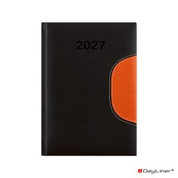 Határidőnapló Memphis B6 heti, fehér lapokkal fekete-narancs Dayliner 2027.