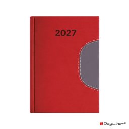 Határidőnapló Memphis B6 heti, fehér lapokkal piros-szürke Dayliner 2027.