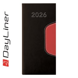 Zsebnaptár Memphis fekvő heti, fehér lapokkal fekete-piros Dayliner 2026.