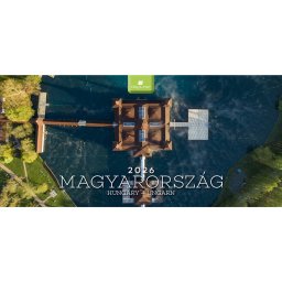 Képes asztali naptár Magyarország 320 x 150 mm, fehér lapokkal fekvő fehér karton tartóval Dayliner 2026.
