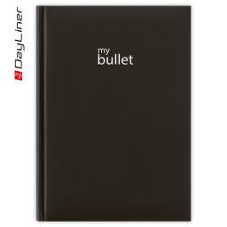 Keménytáblás notesz pontozott vonalozással Pannon A5 Bullet, fehér lapokkal fekete Dayliner 2027.