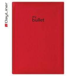 Keménytáblás notesz pontozott vonalozással Pannon A5 Bullet, fehér lapokkal piros Dayliner 2027.