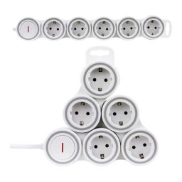 GAO Asztali elosztó "Supraflex" 5-ös kapcsolóval, 1.4m, fehér 250V, 16A, 1.4m, H05VV-F 3x1.5 mm², IP20