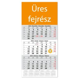 Speditőr naptár 1 tömb, 3 hónap SP-1 330 × 670 mm, fehér lapokkal Fejrész üres Dayliner 2025.