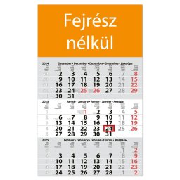 Speditőr naptár 1 tömb, 3 hónap Primus Classic 300 × 480 mm, fehér lapokkal Fejrész nélkül Dayliner 2025.