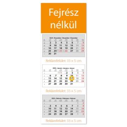 Speditőr naptár 3 tömb, 3 hónap SP-3 330 × 880 mm, fehér lapokkal Fejrész nélkül Dayliner 2025.