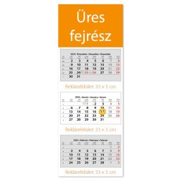 Speditőr naptár 3 tömb, 3 hónap SP-3 330 × 880 mm, fehér lapokkal Fejrész üres Dayliner 2025.