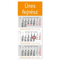 Speditőr naptár 3 tömb, 3 hónap Maxi Classic 350 × 820 mm, fehér lapokkal Fejrész üres Dayliner 2025.