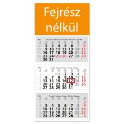 Speditőr naptár 3 tömb, 3 hónap Medium Classic 350 × 755 mm, fehér lapokkal Fejrész nélkül Dayliner 2025.