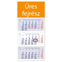 Speditőr naptár 3 tömb, 3 hónap Medium Club 350 × 755 mm, fehér lapokkal Fejrész üres Dayliner 2025.