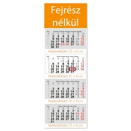 Speditőr naptár 4 tömb, 4 hónap Szuper Maxi 350 × 1025 mm, fehér lapokkal Fejrész nélkül Dayliner 2025.
