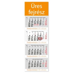 Speditőr naptár 4 tömb, 4 hónap Szuper Maxi 350 × 1025 mm, fehér lapokkal Fejrész üres Dayliner 2025.