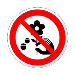 A Virágokat Letépni Tilos! – 10x10 cm Öntapadós Vinil Figyelmeztető Felirat