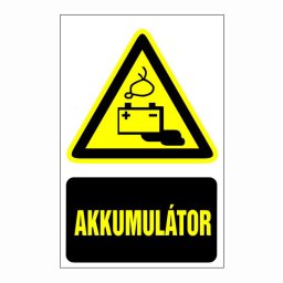 Akkumulátor – 16x25 cm Öntapadós Vinil Figyelmeztető Felirat
