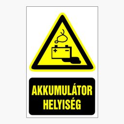 Akkumulátor Helyiség – 16x25 cm Öntapadós Vinil Figyelmeztető Felirat
