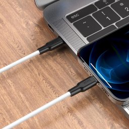 Hoco. X21 Plus Szilikon Gyorstöltő Adatkábel USB C - Lighting típusú csatlakozóval Fehér-fekete