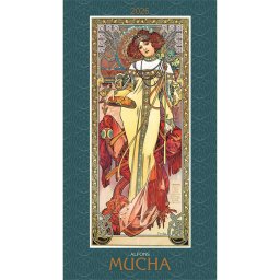 Falinaptár képes 420 × 560 mm, fehér lapokkal Alfons Mucha Dayliner 2027.