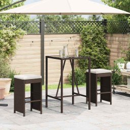 vidaXL 2 db barna polyrattan kerti bárszék párnával