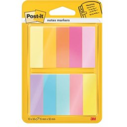 3M POSTIT Jelölőcímke, papír, 10x50 lap, 15x50 mm, 3M POSTIT, vegyes