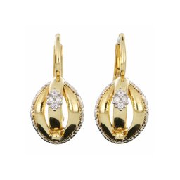 Barackmag alakú négyköves patentzáras fülbevaló, 14kt, 2,52 g