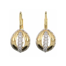 Barackmag alakú sorban köves patentzáras fülbevaló, 14kt, 2,58 g