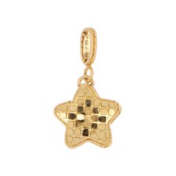 Kockás mintás domború csillag medál, 14kt, 1,34 g