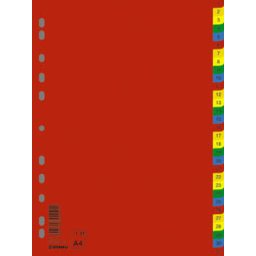 DONAU Regiszter, műanyag, A4, 1-31, DONAU, színes