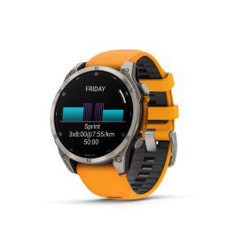 Garmin Fenix 8 Amoled 47mm Sapphire Titan narancs/szürke szilikon szíjjal pulzusmérő óra