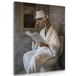 Kép zsiráf újsággal a WC-n