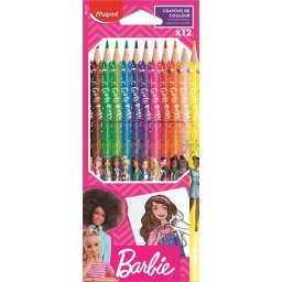 MAPED BB Színes ceruza készlet, háromszögletű, MAPED "Barbie", 12 különböző szín