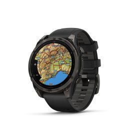 Garmin Fenix 8 Amoled 47mm Sapphire Carbon Gray DLC Titanium fekete/sötétszürke szilikon szíjjal pulzusmérő óra