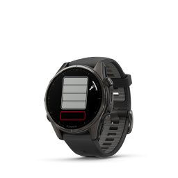 Garmin Fenix 8 Amoled 43mm Sapphire Carbon Gray Titanium DLC fekete/sötétszürke szilikon szíjjal pulzusmérő óra