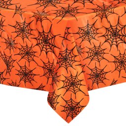 Asztalterítő, narancs, pókháló mintákka, 137*274 cm