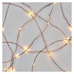 LED karácsonyi nano fényfüzér, réz, 0,9 m, 2x AA, beltéri, meleg fehér, időzítő