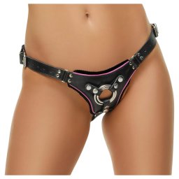 ZADO - fekete bőr alsó felcsatolható dildóhoz BDSM (S-L)