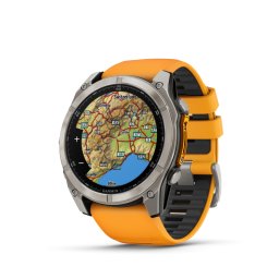 Garmin Fenix 8 Amoled 51mm Sapphire Titan narancs/szürke szilikon szíjjal pulzusmérő óra
