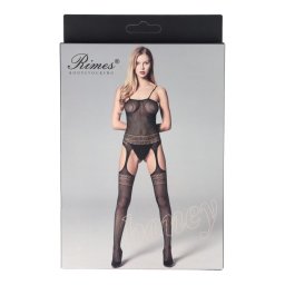 Rimes - sűrűn mintázott, az intim részénél nyitott cicaruha (Model 7128)
