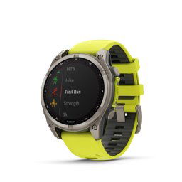 Garmin Fenix 8 Solar 47mm Sapphire Titan neonsárga/grafit szilikon szíjjal pulzusmérő óra