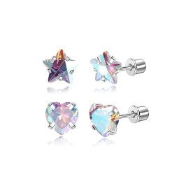 Csillag és szív orvosi fém fülbevaló szett